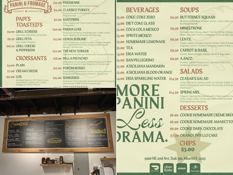 Panini & Fromage Gourmet Sandwiches Menu