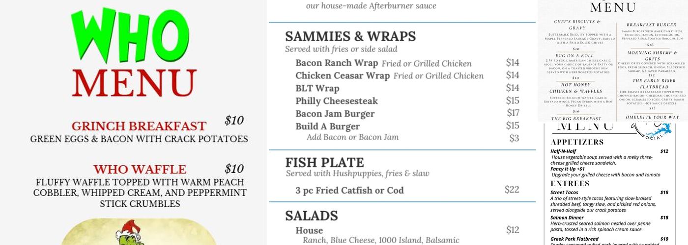 Soap Creek Social Menu