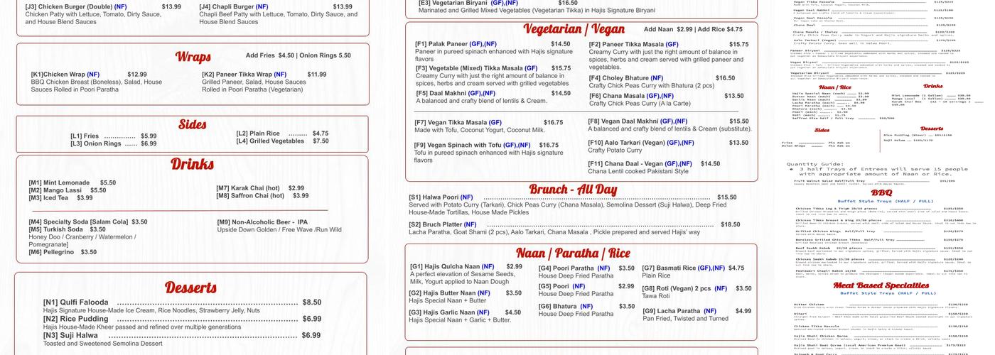 HAJIS Restaurant & Catering Menlo Park Menu