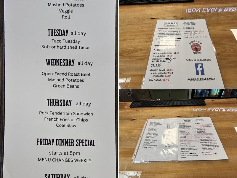 Iron Eagle Bar & Grill Menu