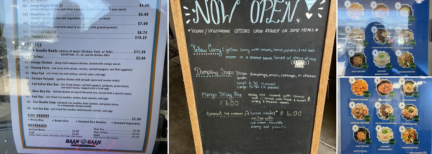 Baan Baan Thai Express Menu