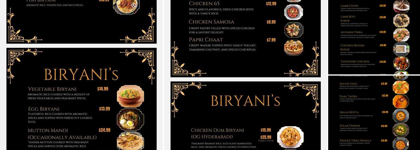 Biryani and Beyond Menu