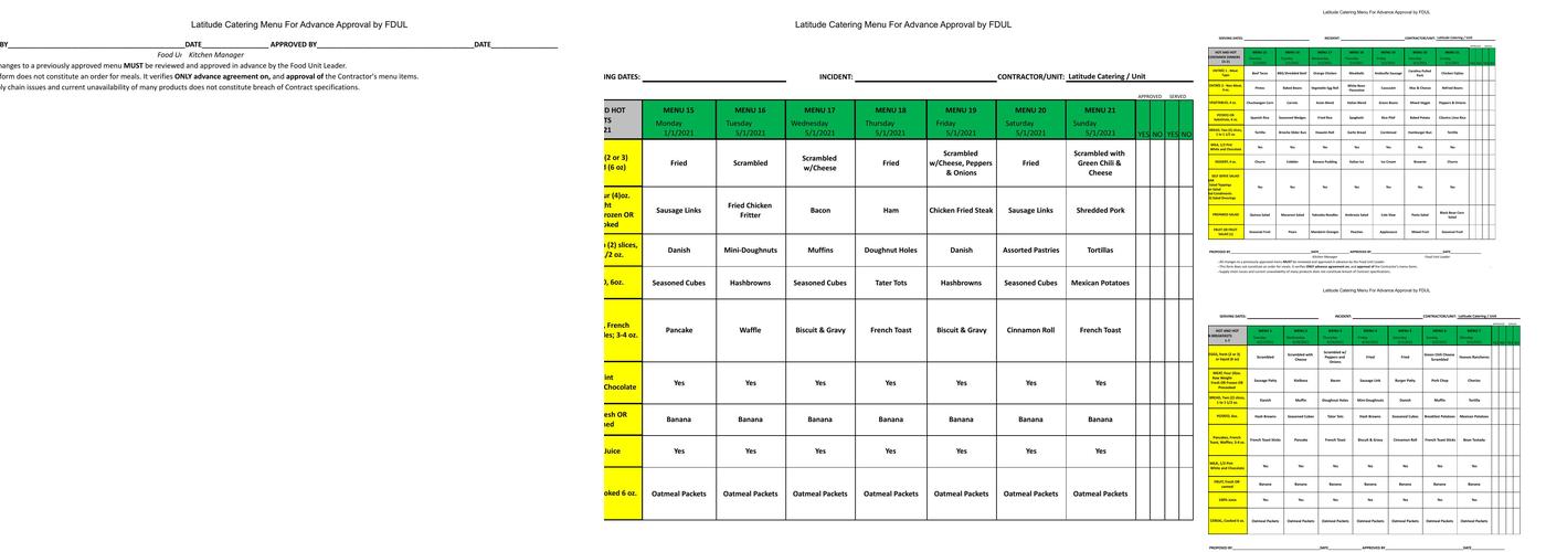 Latitude Catering Menu