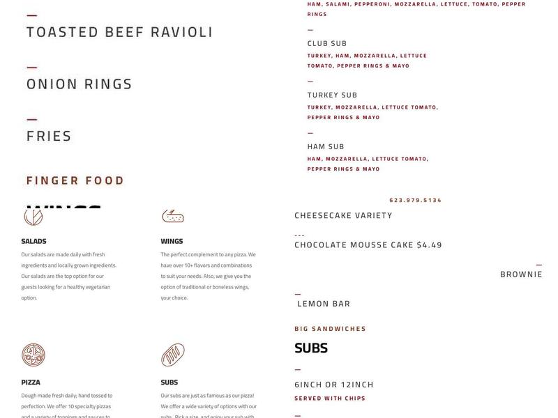 AZ Pizza Co. Peoria Menu