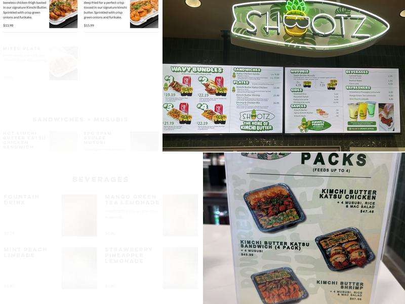 Shootz Menu