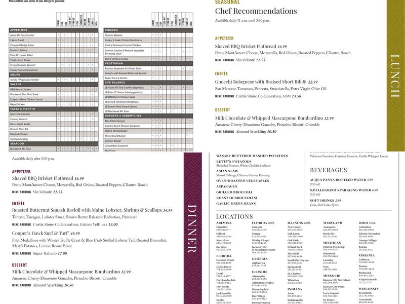 Cooper’s Hawk Winery & Restaurant Menu