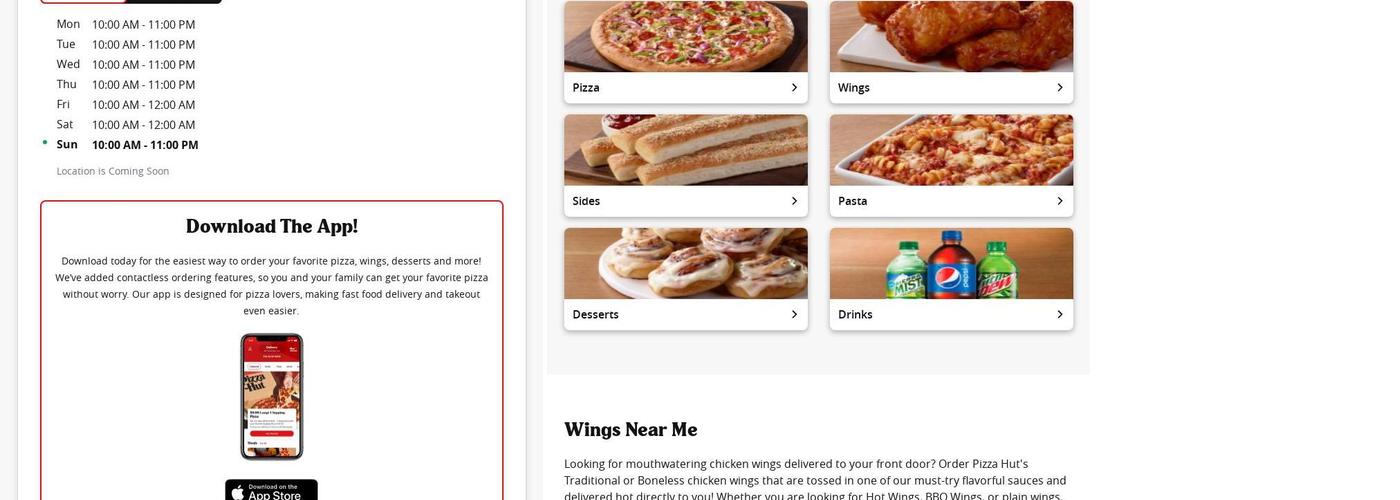 Pizza Hut Menu