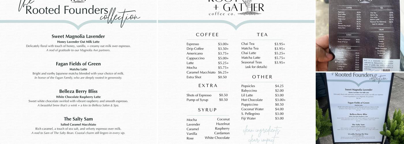 Root + Gather Coffee Co. Menu