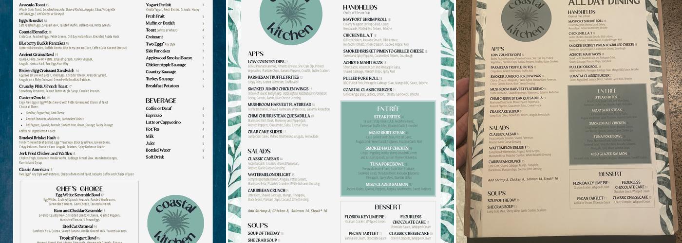 Coastal Kitchen & Bar Menu