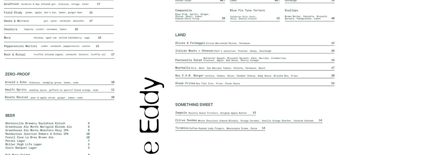 The Eddy Menu