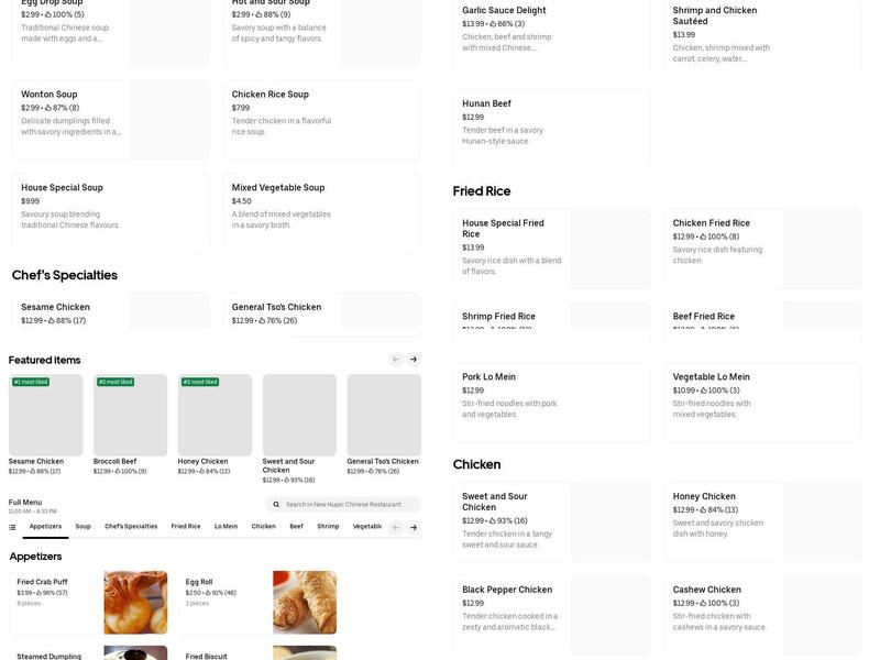 Tango Mango Menu