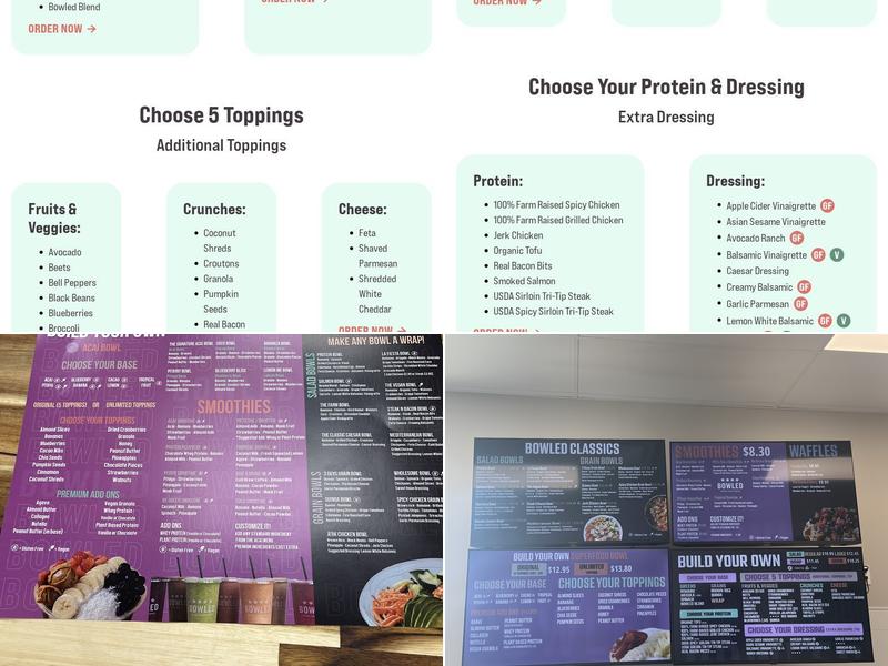 Bowled Co. Menu