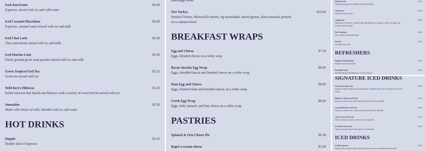 The Brew Menu