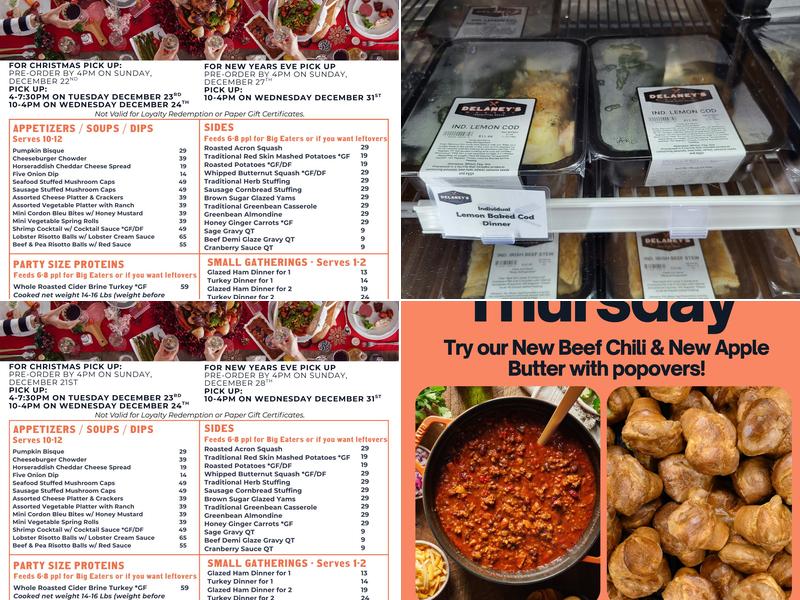 Delaney's Market South Hadley Menu