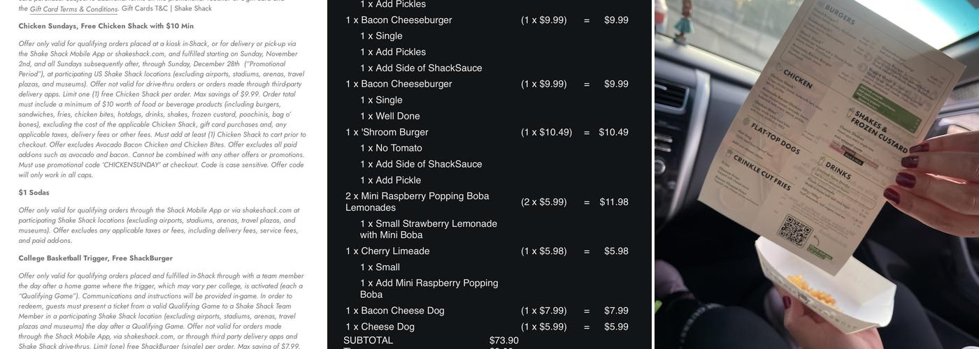 Shake Shack Downey Menu