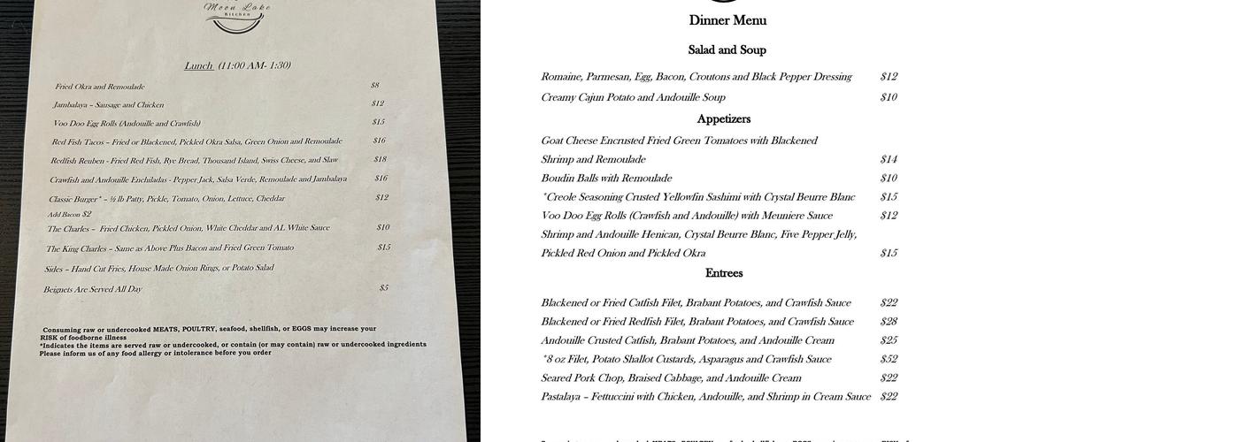 Moon Lake Kitchen Menu