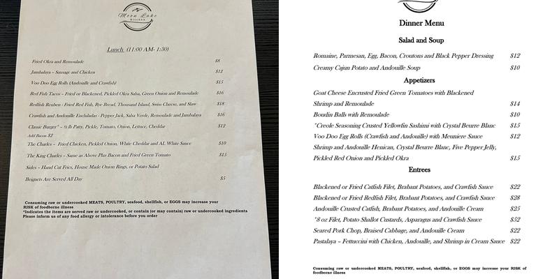 Moon Lake Kitchen Menu