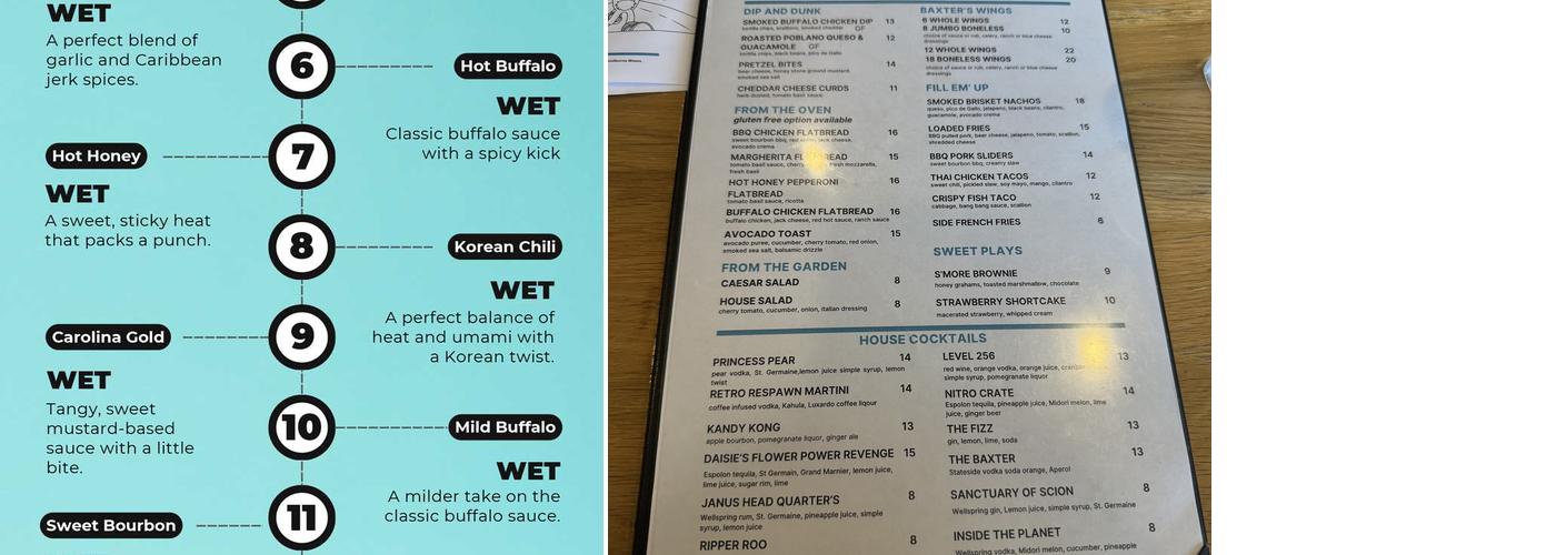 Baxter’s R•Cade Menu