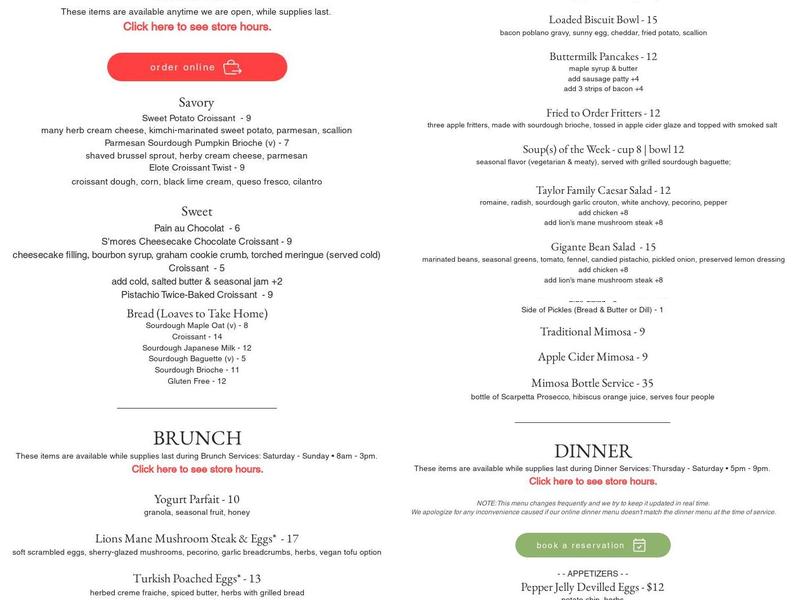 Borage Menu