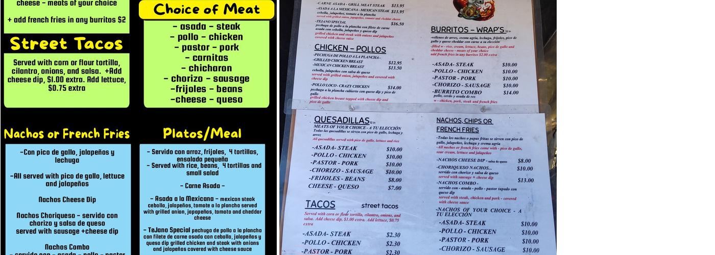 Taco Riko Menu
