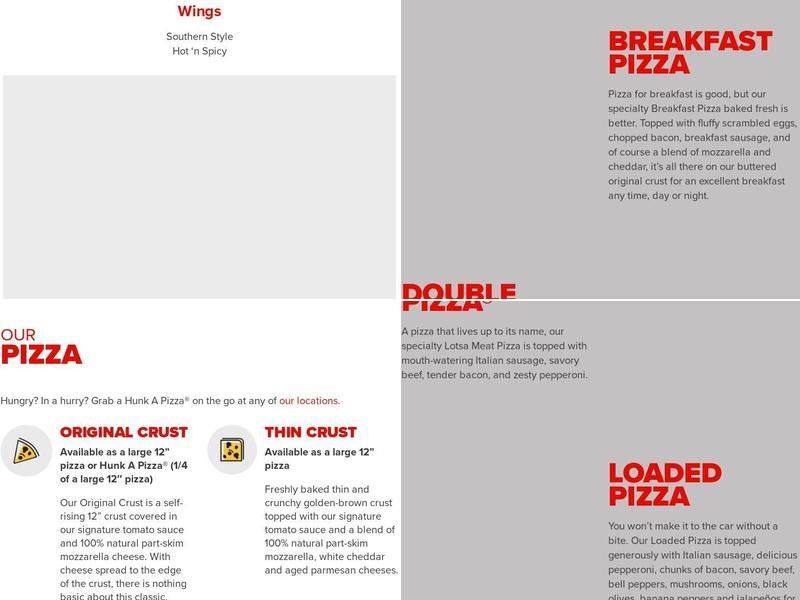 Hunt Brothers Pizza Menu