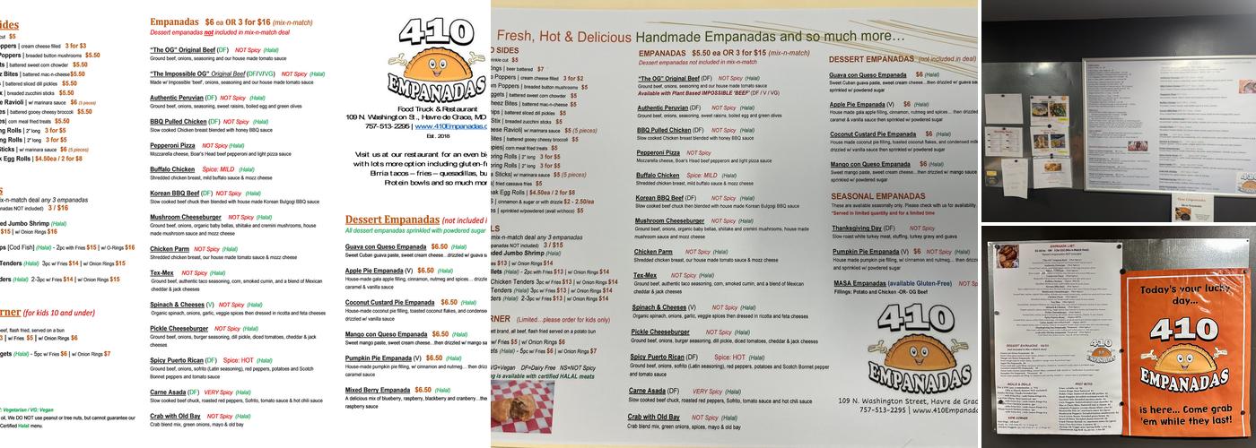 410 Empanadas Menu