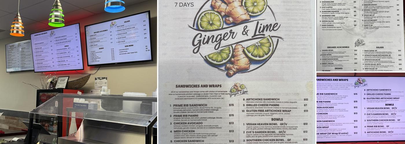 GINGER & LIME Menu