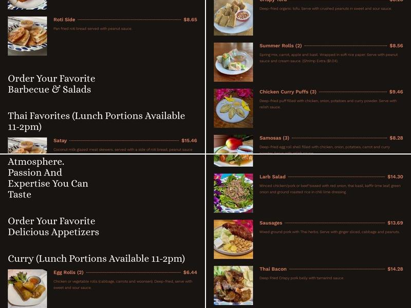 Bee's Thai Kitchen Menu