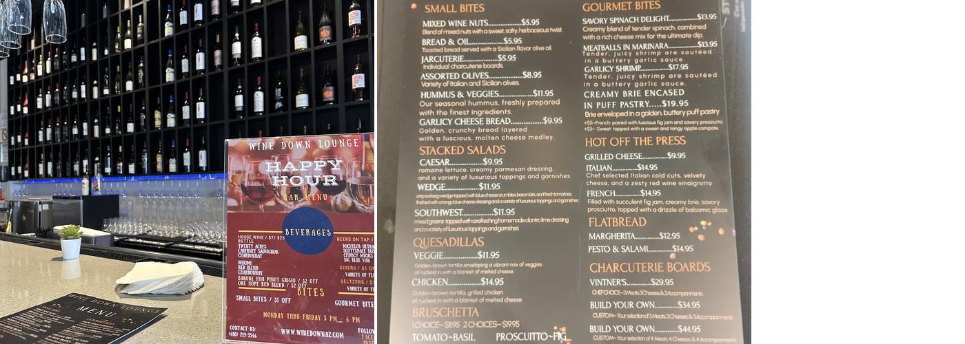 Wine Down Lounge Menu