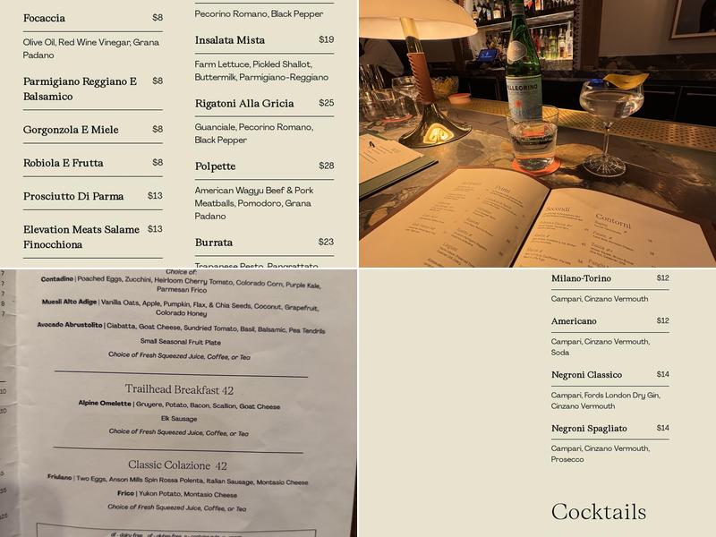 Tavernetta Vail Menu