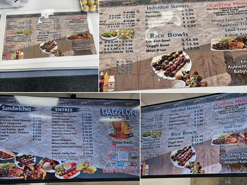 Babylon Kabob Menu