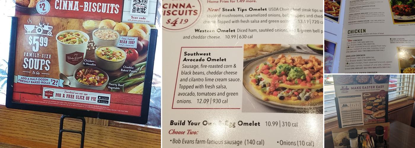 Bob Evans Menu
