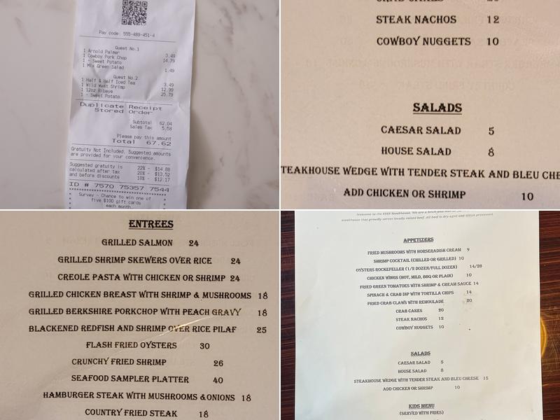 SSSS Steakhouse Menu