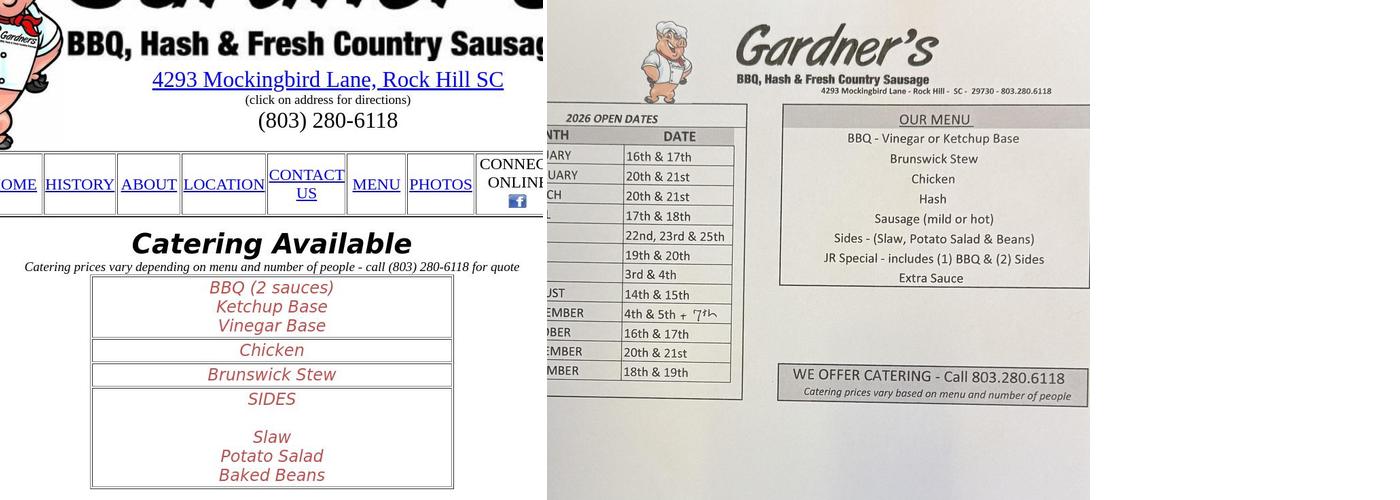 Gardner's BBQ, Hash Menu