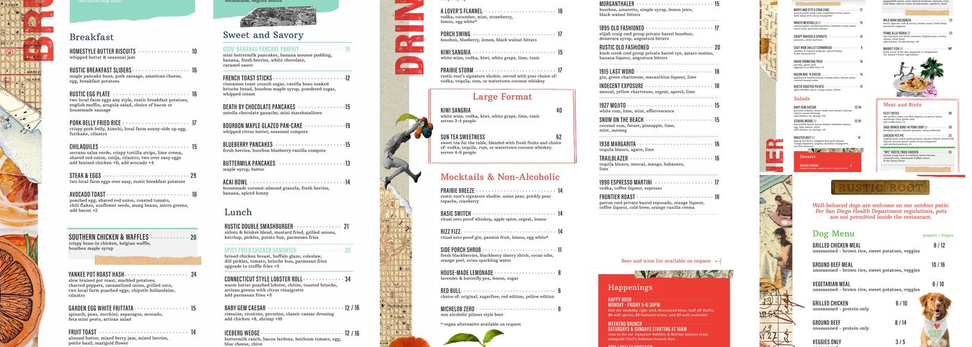 Rustic Root Menu