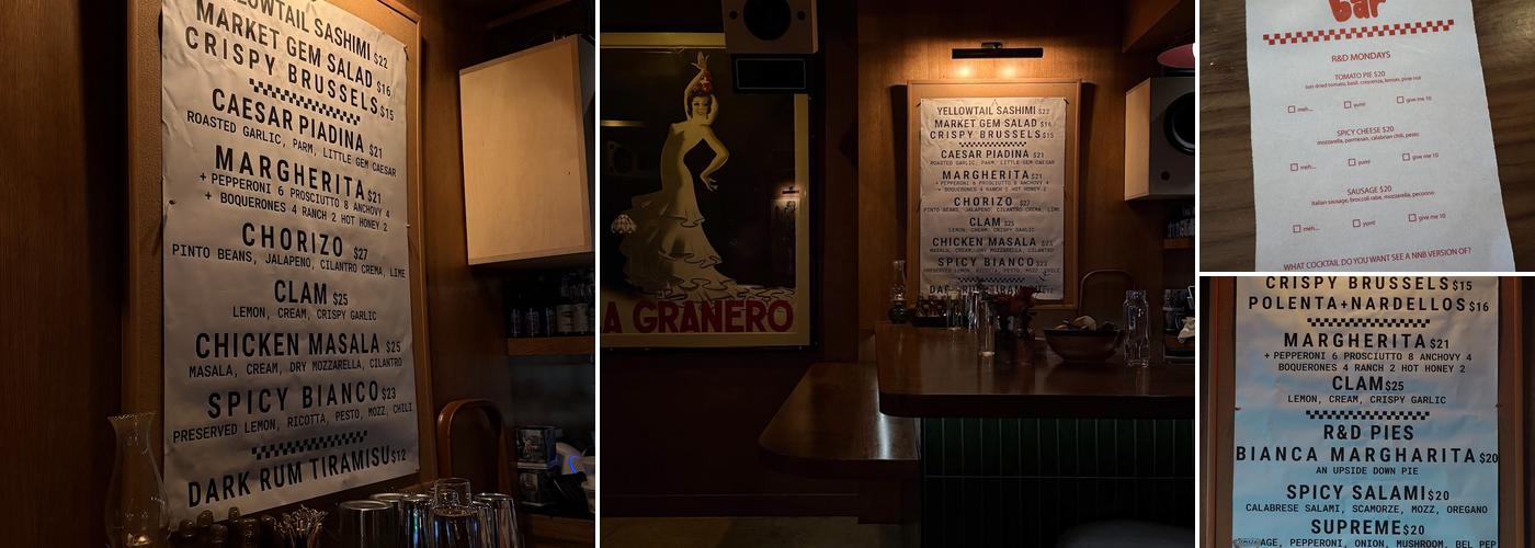 Not No Bar Menu