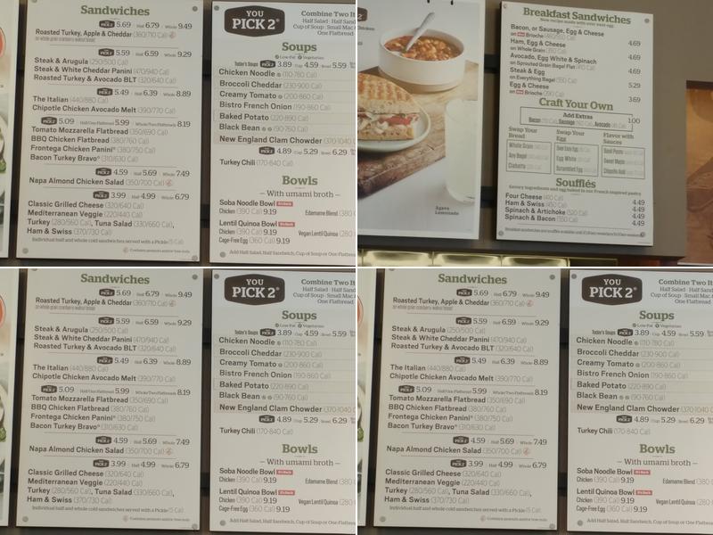 Panera Bread Menu