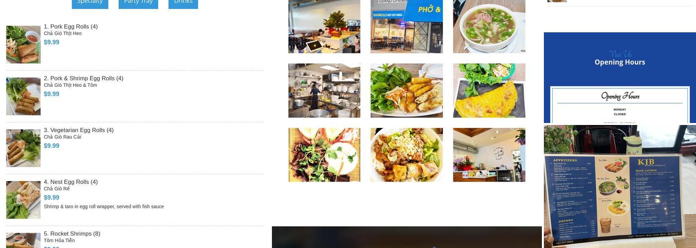 KJB Pho & Eggrolls Menu