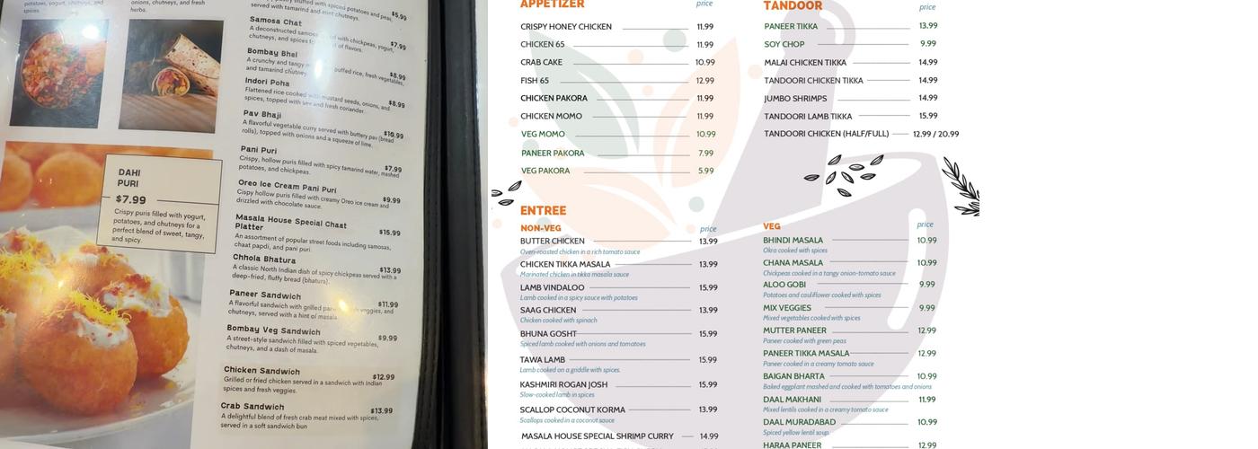 Masala House Menu