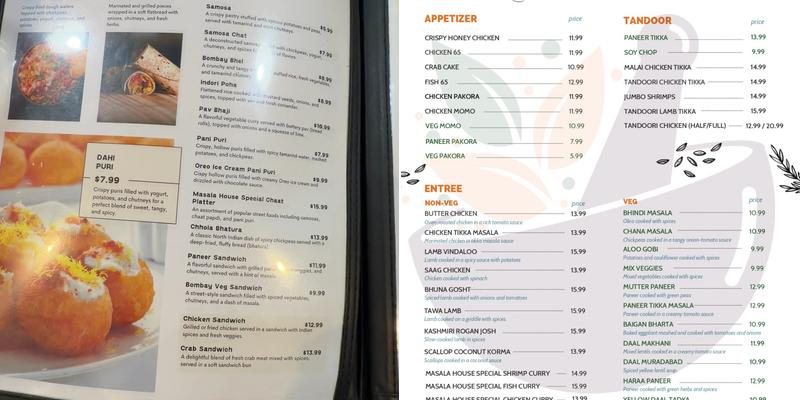 Masala House Menu