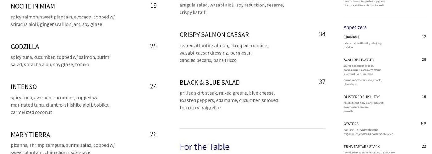 Pez Vela Fusion Kitchen Menu