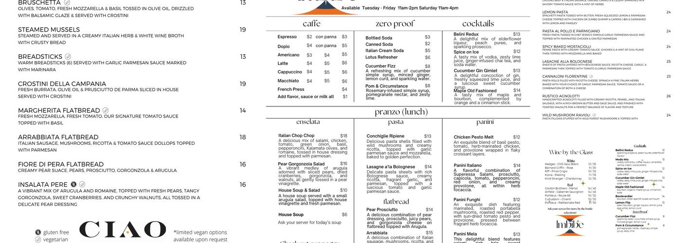 Imbibe Menu