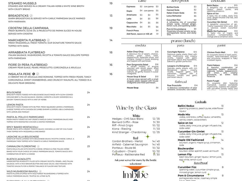 Imbibe Menu