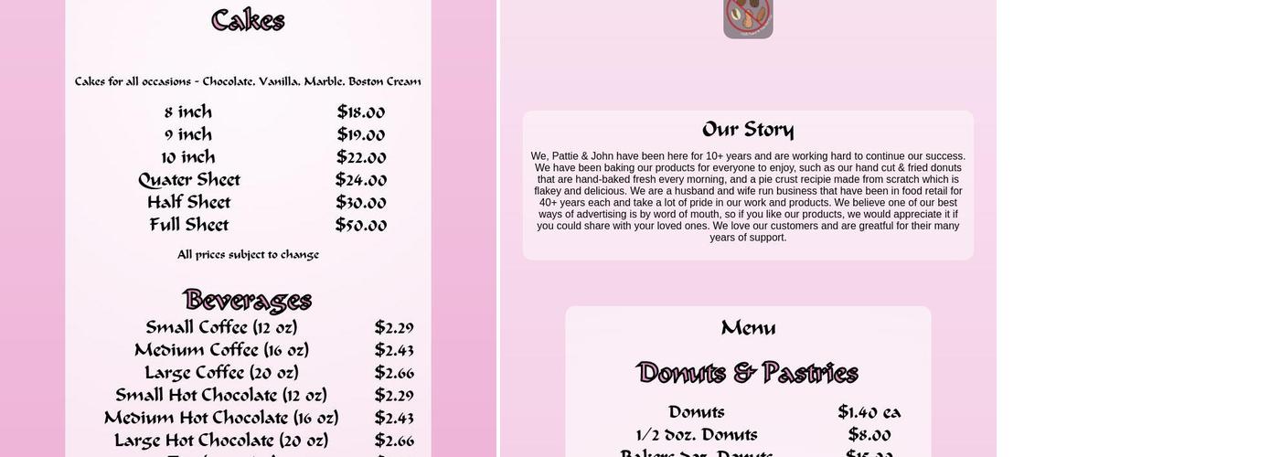 Ziggy & Sons' Donuts Menu