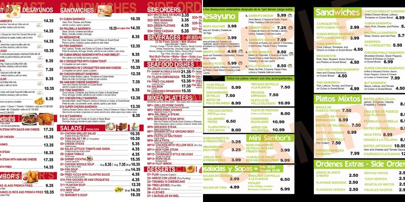Sambor's Cafe Menu