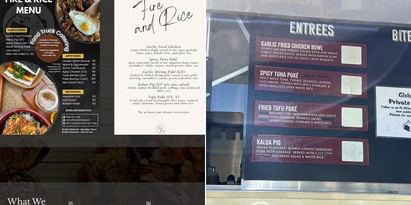Fire and Rice Menu