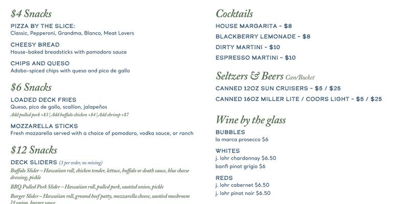 Lower Deck Menu