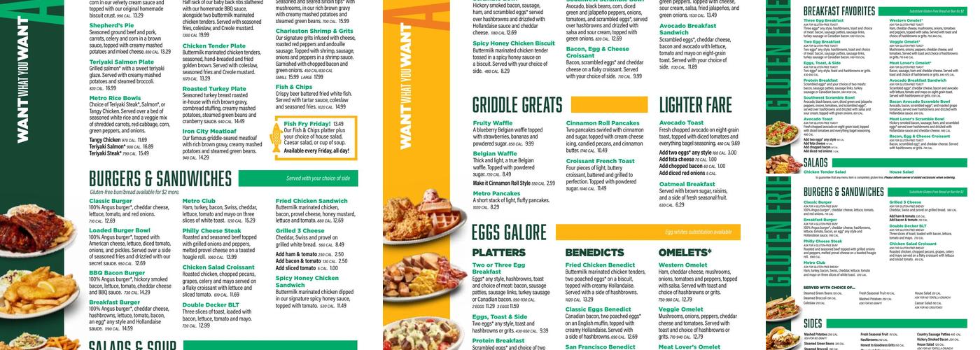 Metro Diner Menu