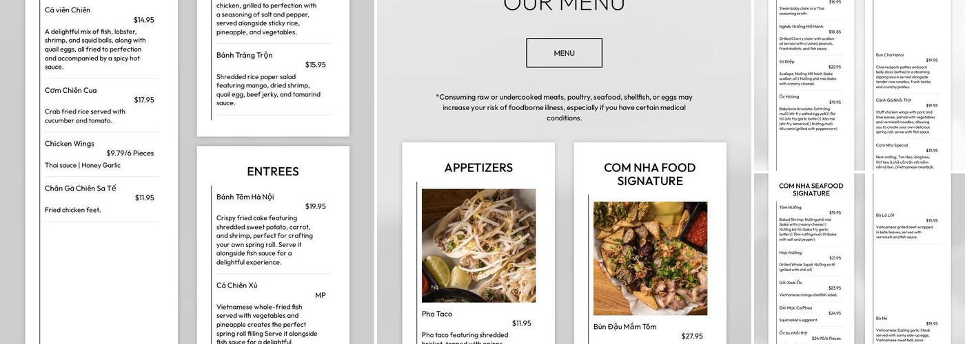Com Nha Kitchen & Bar Menu