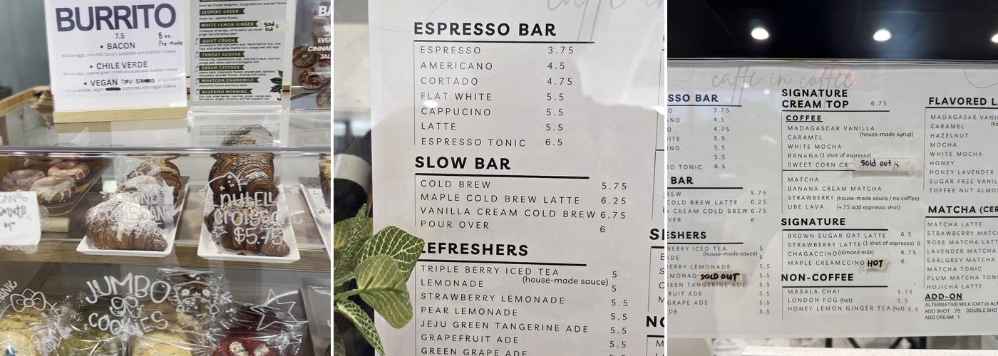 Caffe In Coffee Tustin Menu